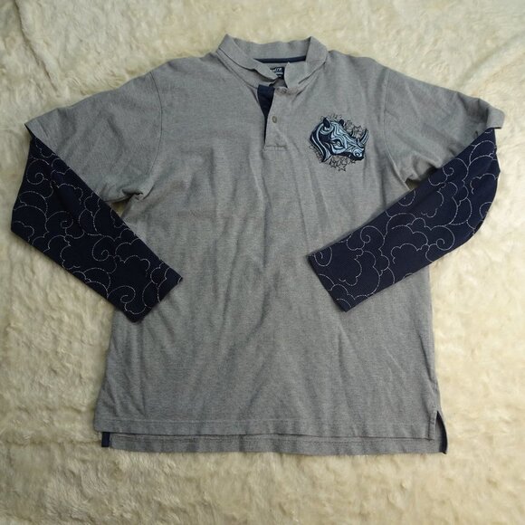 Ecko Unltd Gray w/Blue Thermal Sleeves Large - Picture 1 of 11